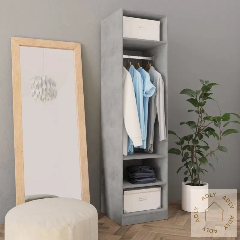 Garderobe Betonggrå 50X50X200 Cm Konstruert Tre