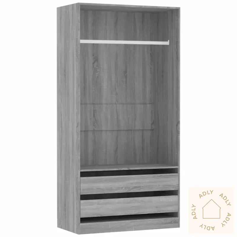 Garderobe Grå Sonoma 100X50X200 Cm Konstruert Tre