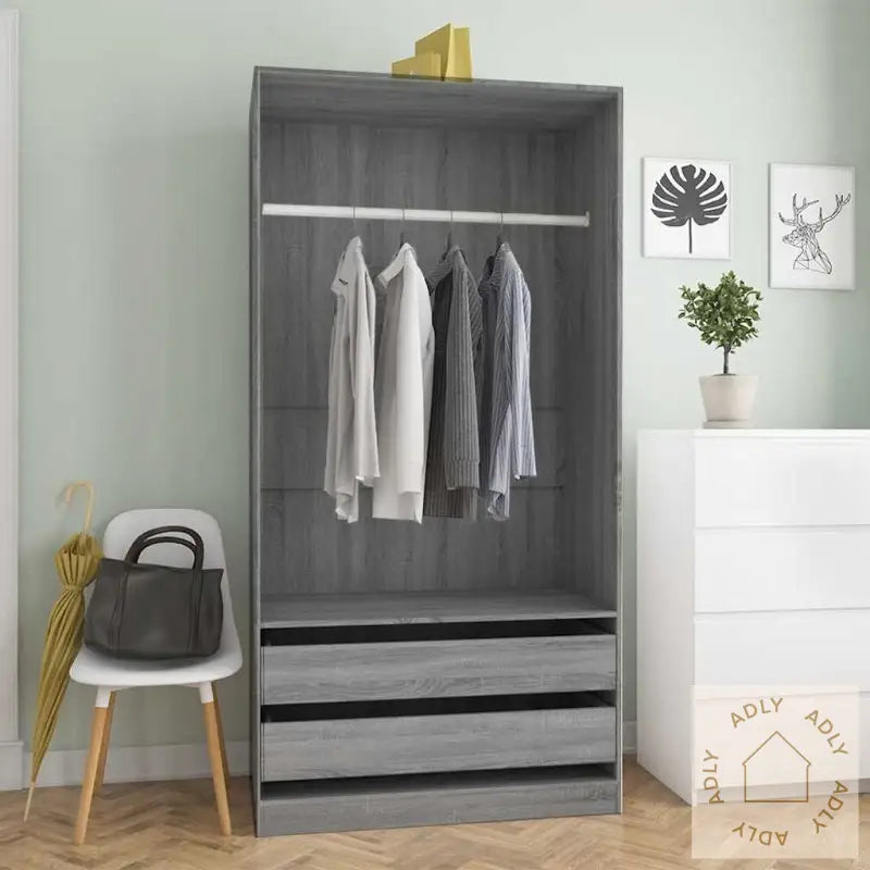 Garderobe Grå Sonoma 100X50X200 Cm Konstruert Tre
