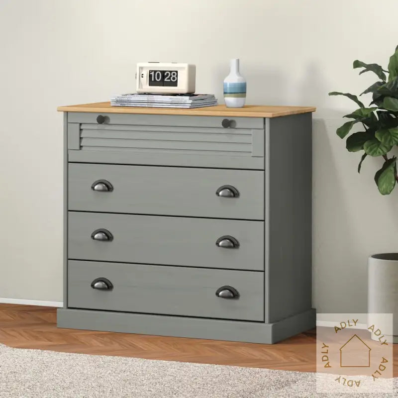 Kommode Vigo Grå 80X40X76 Cm Heltre Furu