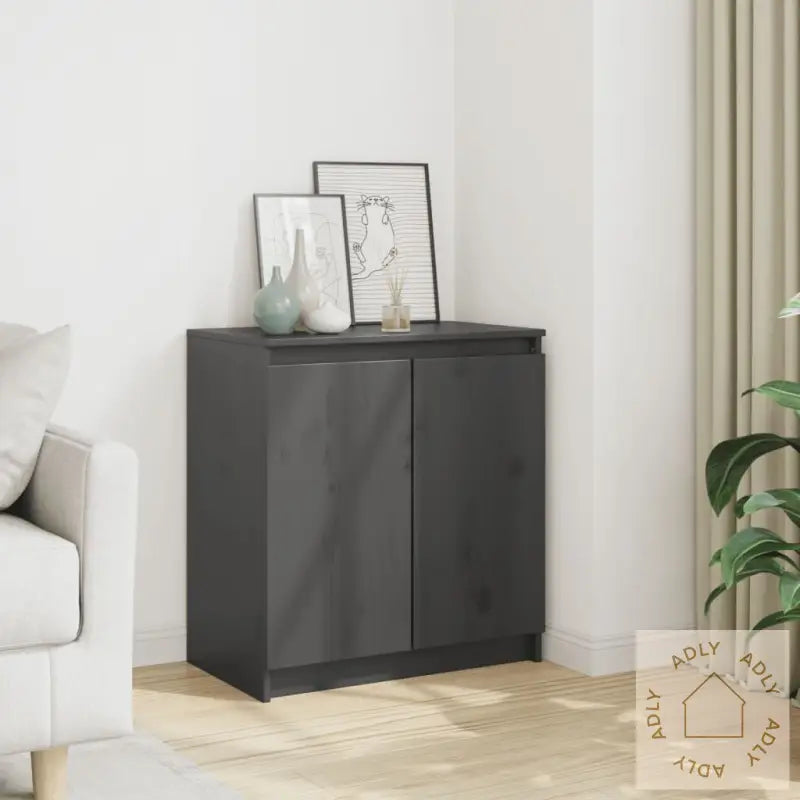 Sideskap Grå 60X36X65 Cm Heltre Furu
