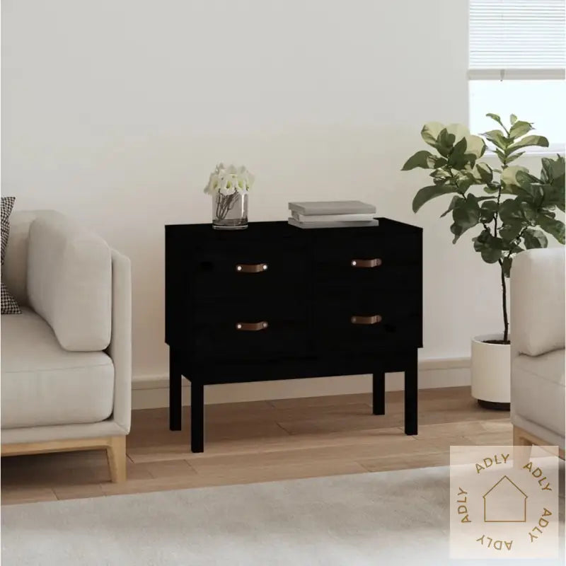 Konsollskap Svart 90X40X78 Cm Heltre Furu
