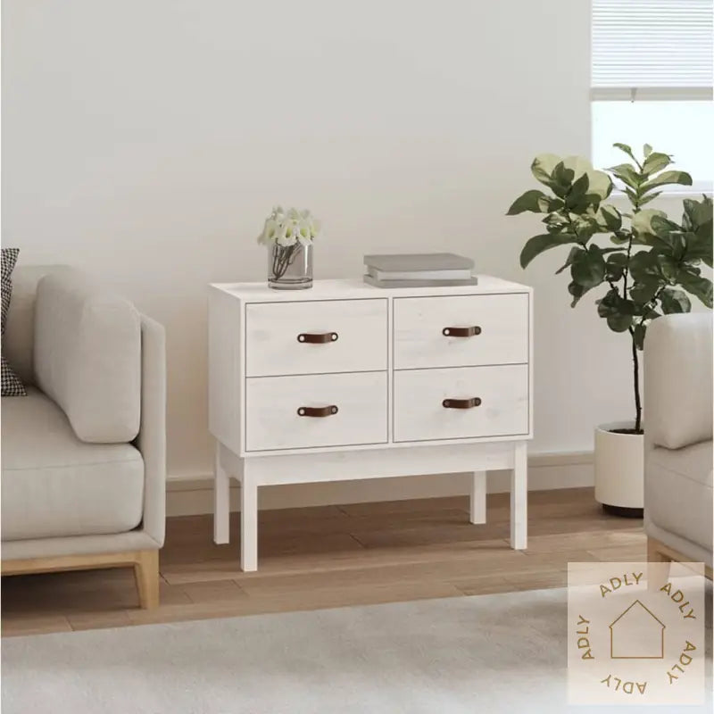 Konsollskap Hvit 90X40X78 Cm Heltre Furu