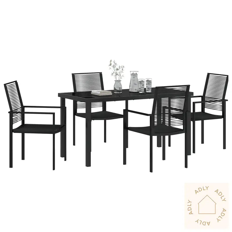 5-Delt Hagemøbelsett Svart Pvc Rattan