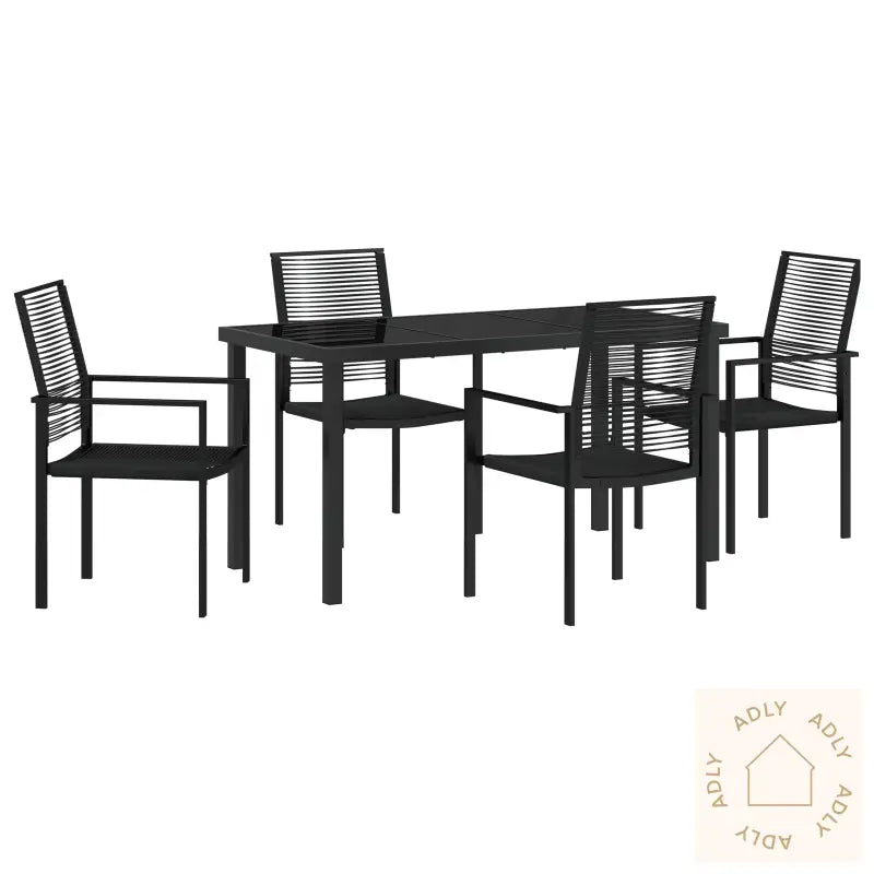 5-Delt Hagemøbelsett Svart Pvc Rattan