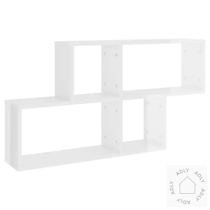 Vegghylle Høyglans Hvit 100X18X53 Cm Konstruert Tre