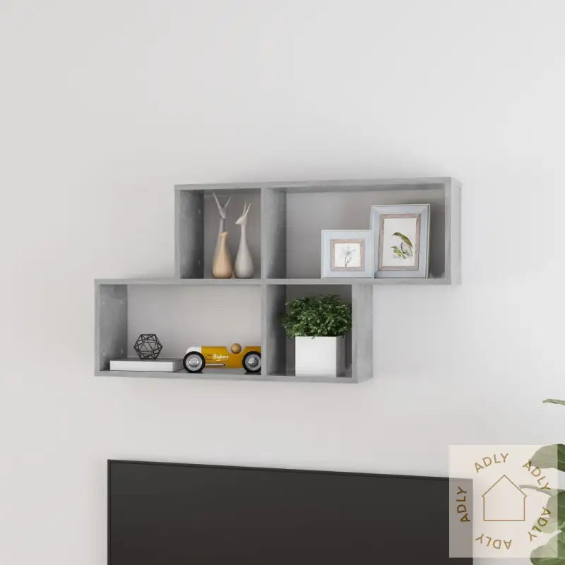 Vegghylle Betonggrå 100X18X53 Cm Konstruert Tre