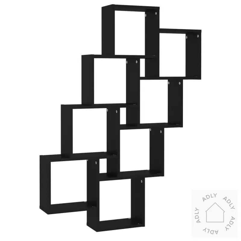 Kubeformet Vegghylle Svart 90X15X119 Cm Konstruert Tre