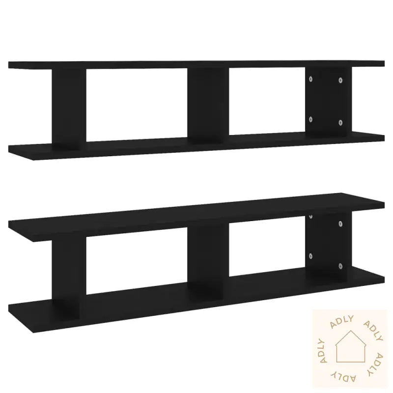 Vegghyller 2 Stk Svart 90X18X20 Cm Konstruert Tre