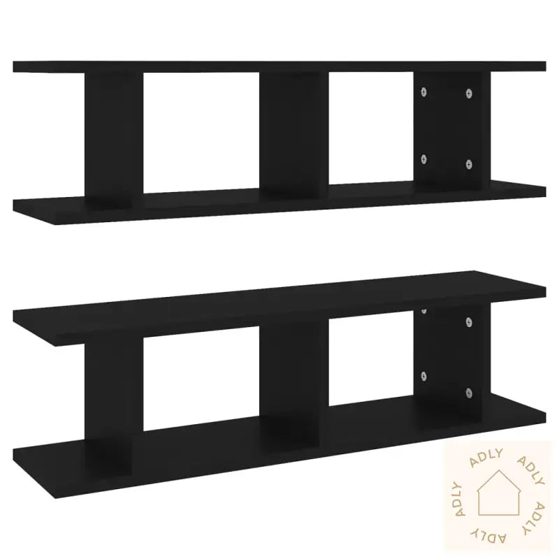 Vegghyller 2 Stk Svart 75X18X20 Cm Konstruert Tre