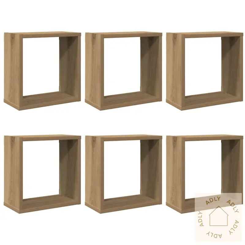 Vegghyller Kube 6 Stk Artisan Eik 30X15X30 Cm Konstruert Tre