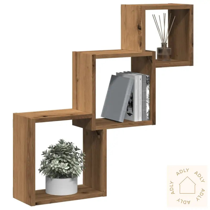 Vegghyller Kubeformet Artisan Eik 68X15X68 Cm Konstruert Tre