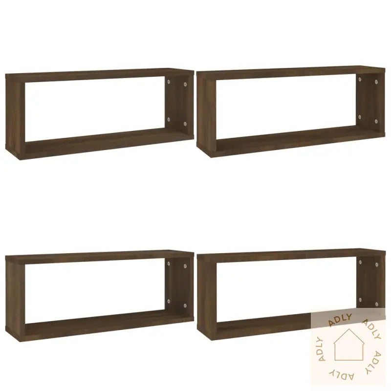 Vegghyller Kube 4 Stk Brun Eik 60X15X23 Cm Konstruert Tre