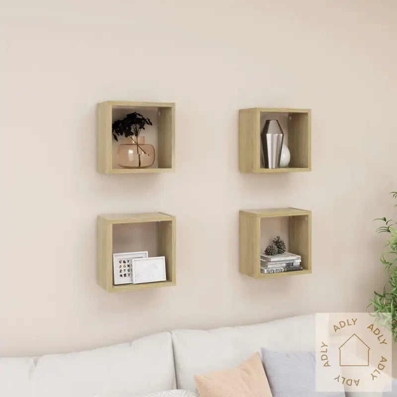 Vegghyller Kubeformet 4 Stk Sonoma Eik 26X15X26 Cm