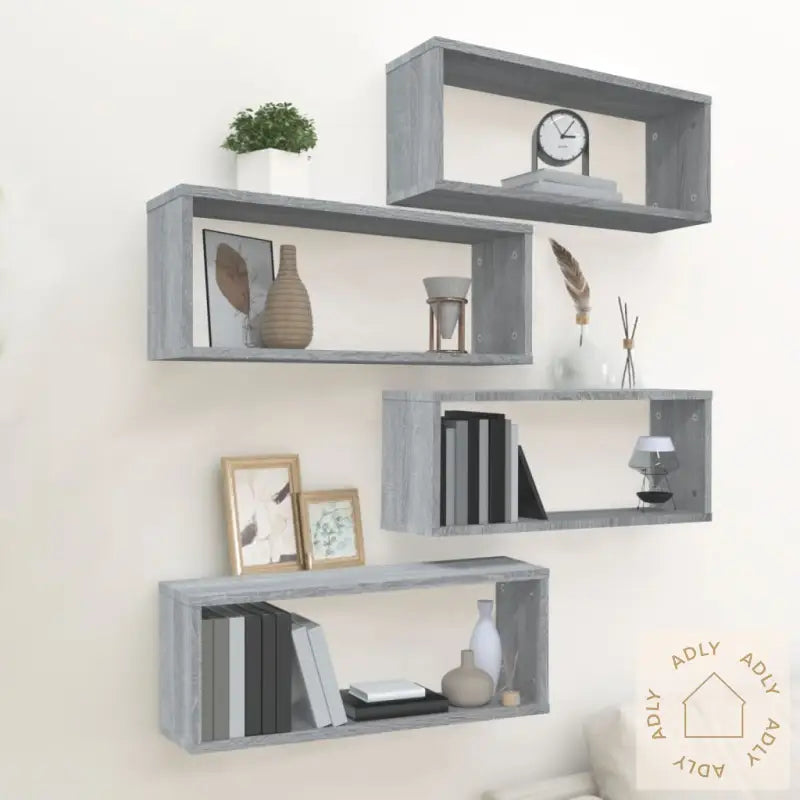 Vegghyller Kube 4 Stk Grå Sonoma 60X15X23 Cm Konstruert Tre