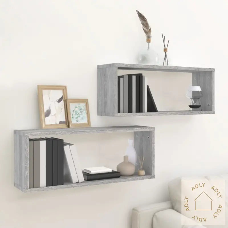 Vegghyller Kube 2 Stk Grå Sonoma 60X15X23 Cm Konstruert Tre