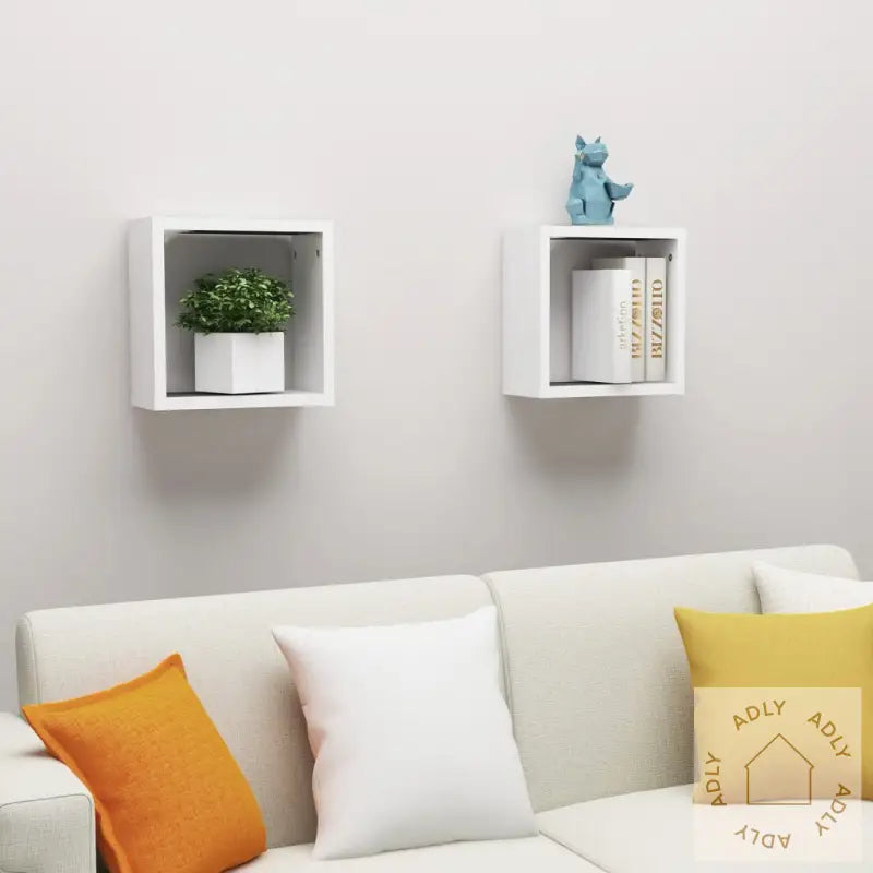 Vegghyller Kubeformet 2 Stk Hvit 30X15X30 Cm