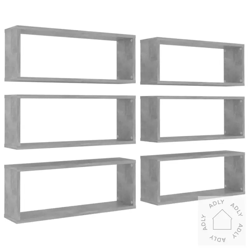 Vegghyller Kubeformet 6 Stk Betonggrå 60X15X23Cm Konstruert Tre