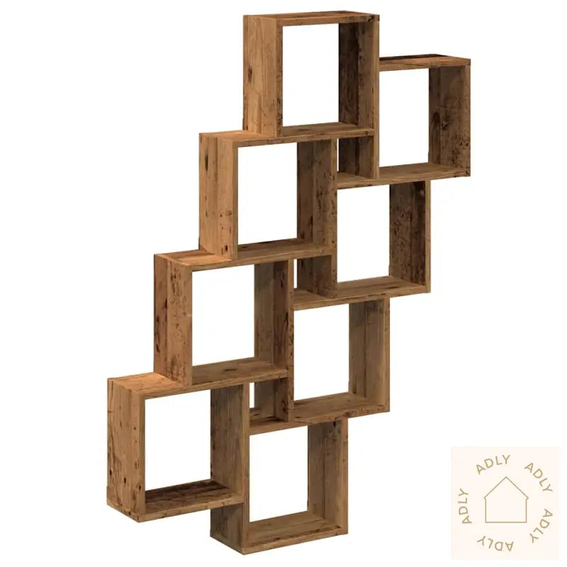 Vegghylle Kubeformet Gammelt Tre 90X15X119,5 Cm Konstruert Tre