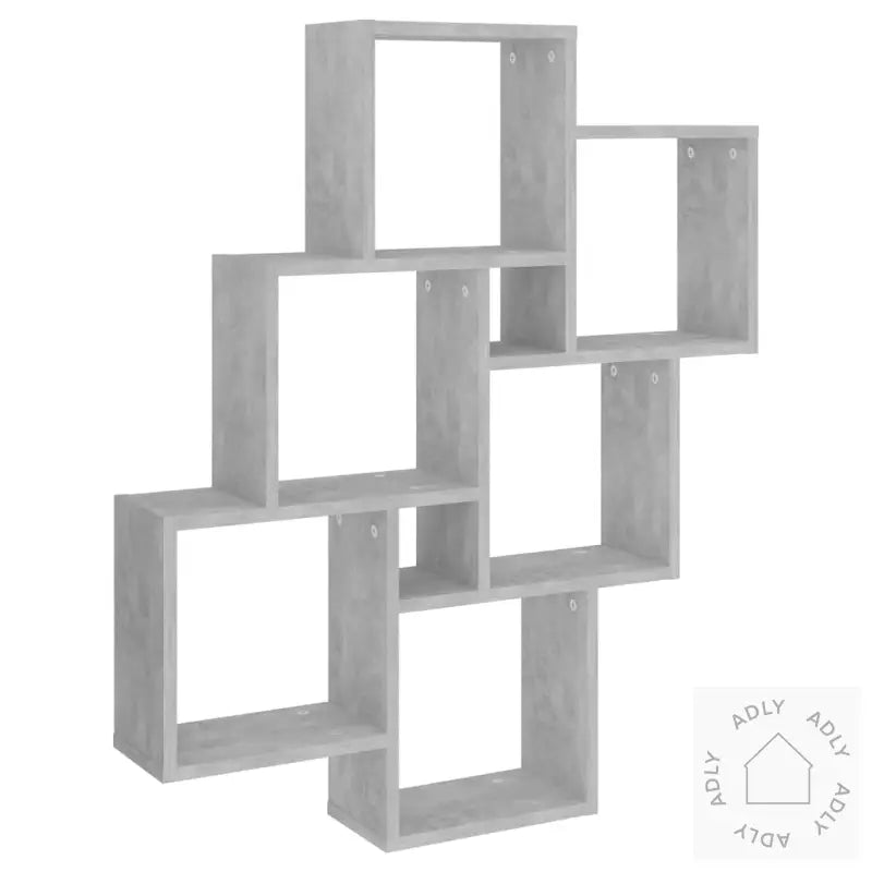 Kubeformet Vegghylle Betonggrå 78X15X93 Cm Konstruert Tre