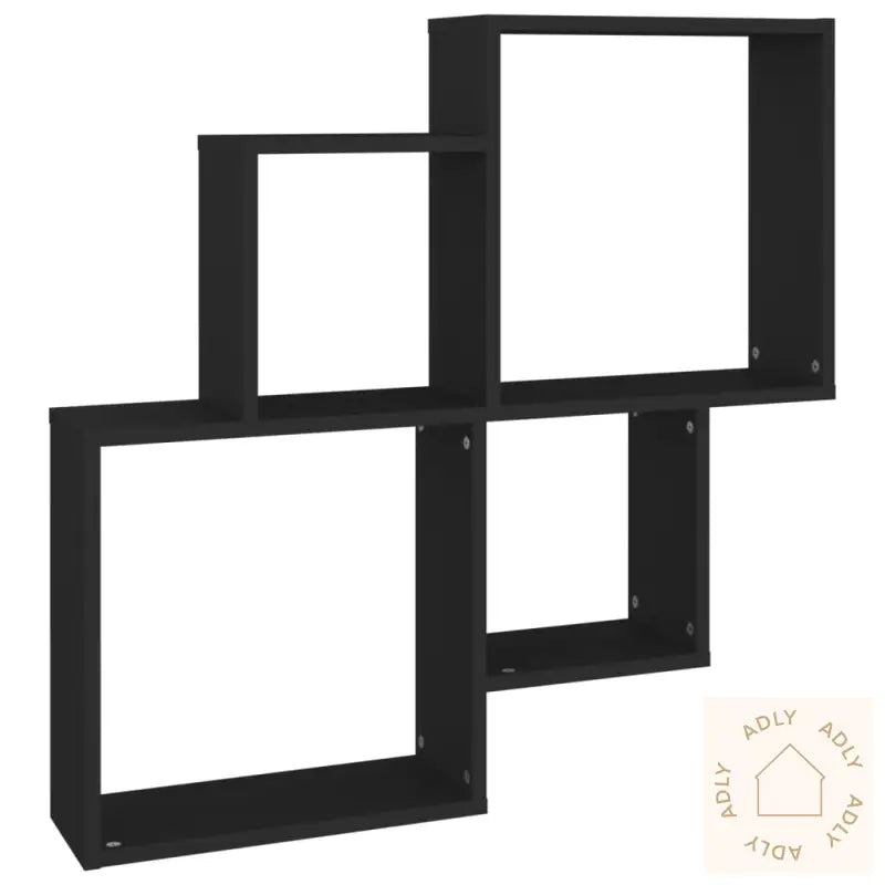 Kubeformet Vegghylle Svart 80X15X78,5 Cm Konstruert Tre