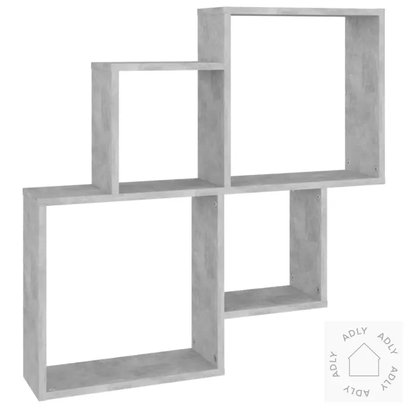 Kubeformet Vegghylle Betonggrå 80X15X78,5 Cm Konstruert Tre