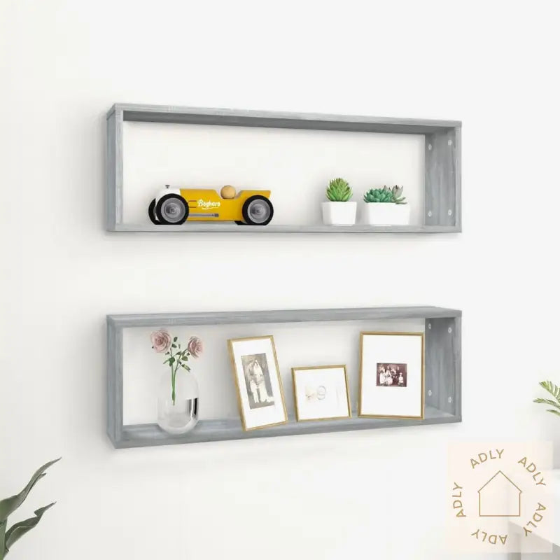 Vegghyller Kube 2 Stk Grå Sonoma 80X15X26,5 Cm Konstruert Tre
