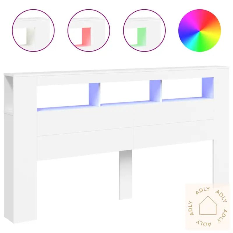 Sengegavl Med Led Hvit 200X18,5X103,5 Cm Konstruert Tre