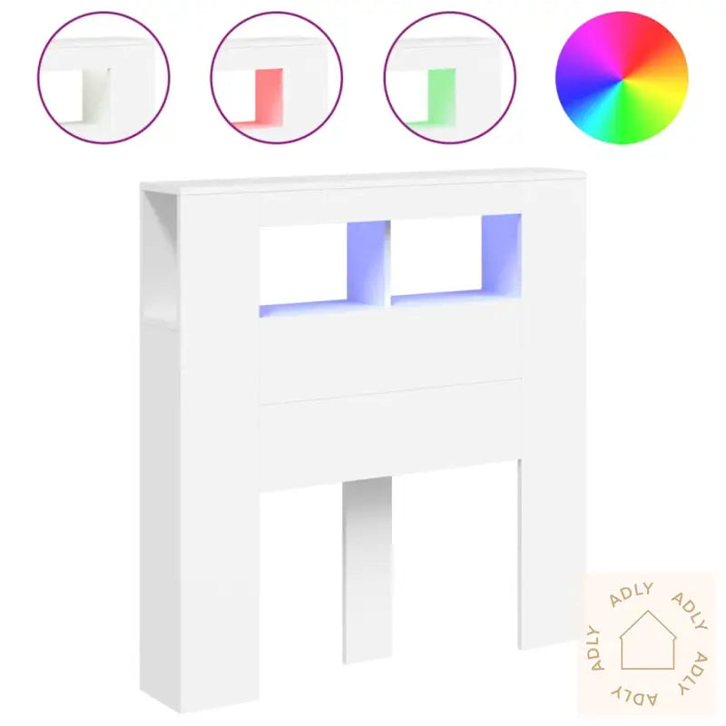 Sengegavl Med Led Hvit 100X18,5X103,5 Cm Konstruert Tre
