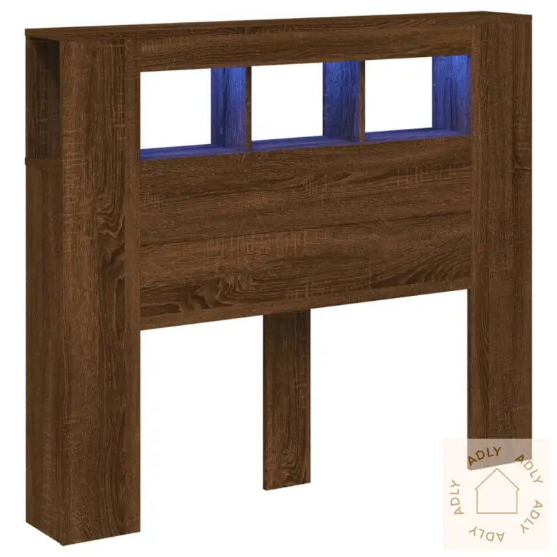 Sengegavl Med Led Brun Eik 120X18,5X103,5 Cm Konstruert Tre