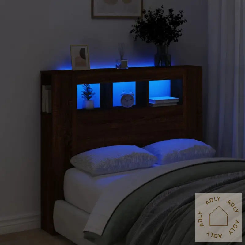 Sengegavl Med Led Brun Eik 120X18,5X103,5 Cm Konstruert Tre