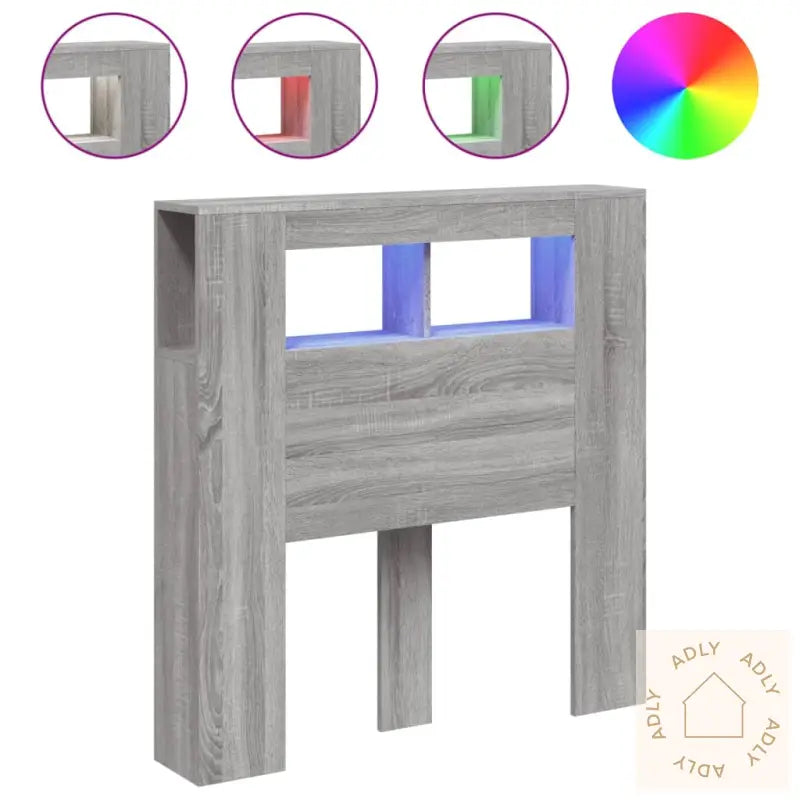 Sengegavl Med Led Grå Sonoma 100X18,5X103,5 Cm Konstruert Tre