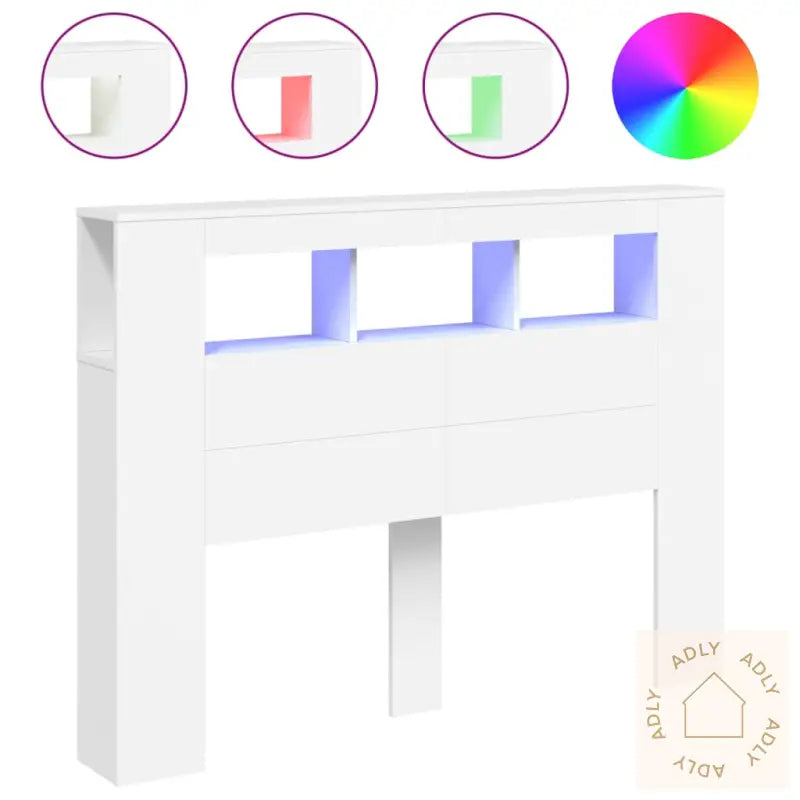 Sengegavl Med Led Hvit 140X18,5X103,5 Cm Konstruert Tre