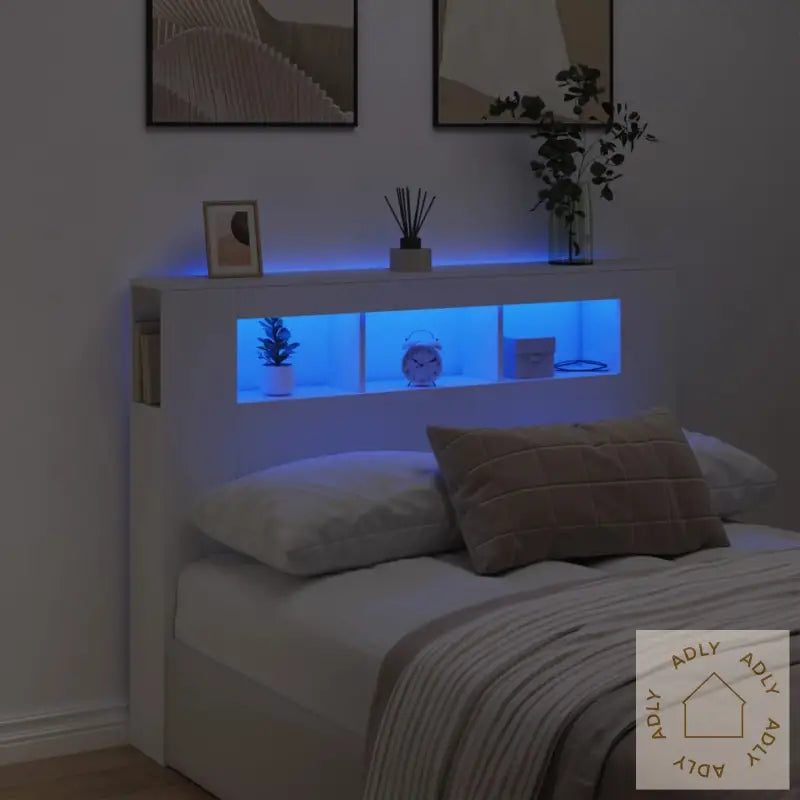 Sengegavl Med Led Hvit 140X18,5X103,5 Cm Konstruert Tre