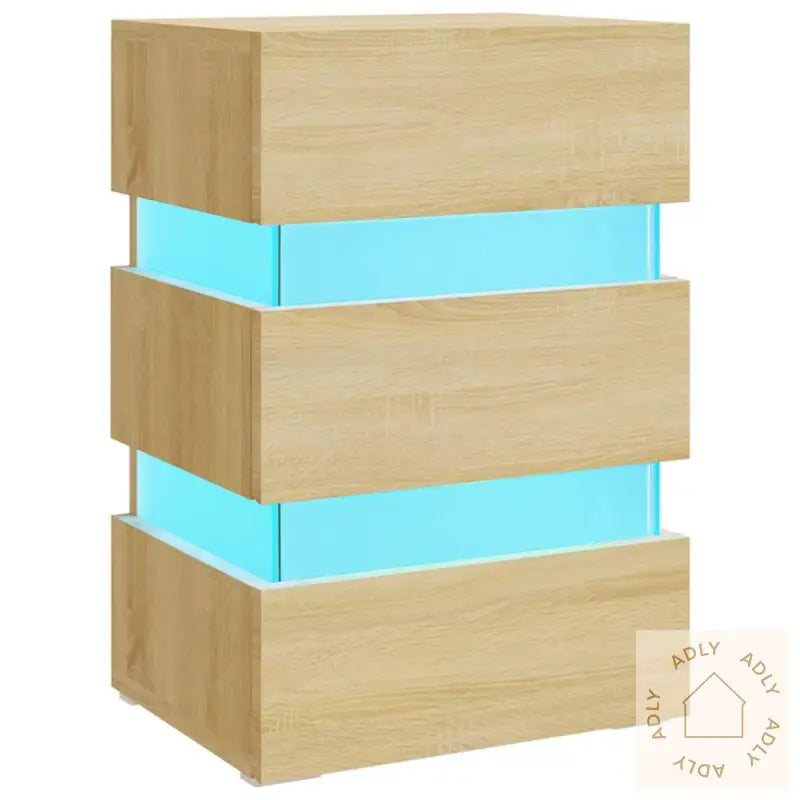 Led-Nattbord Sonoma Eik 45X35X67 Cm Konstruert Tre