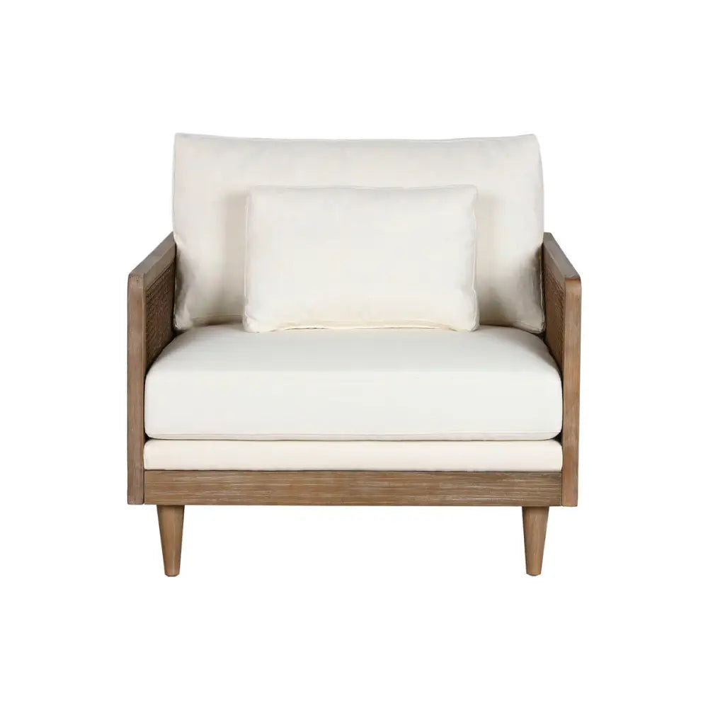 Hvit naturll lenestol Home Esprit med beige armchair og white puter