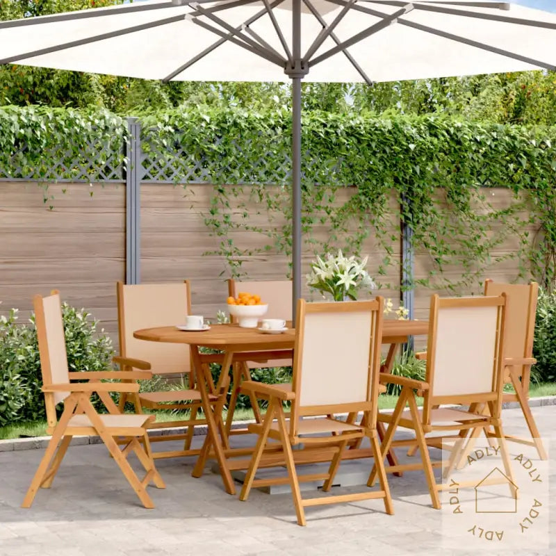 Lenestoler For Hage 6 Stk Beige Stoff Og Heltre