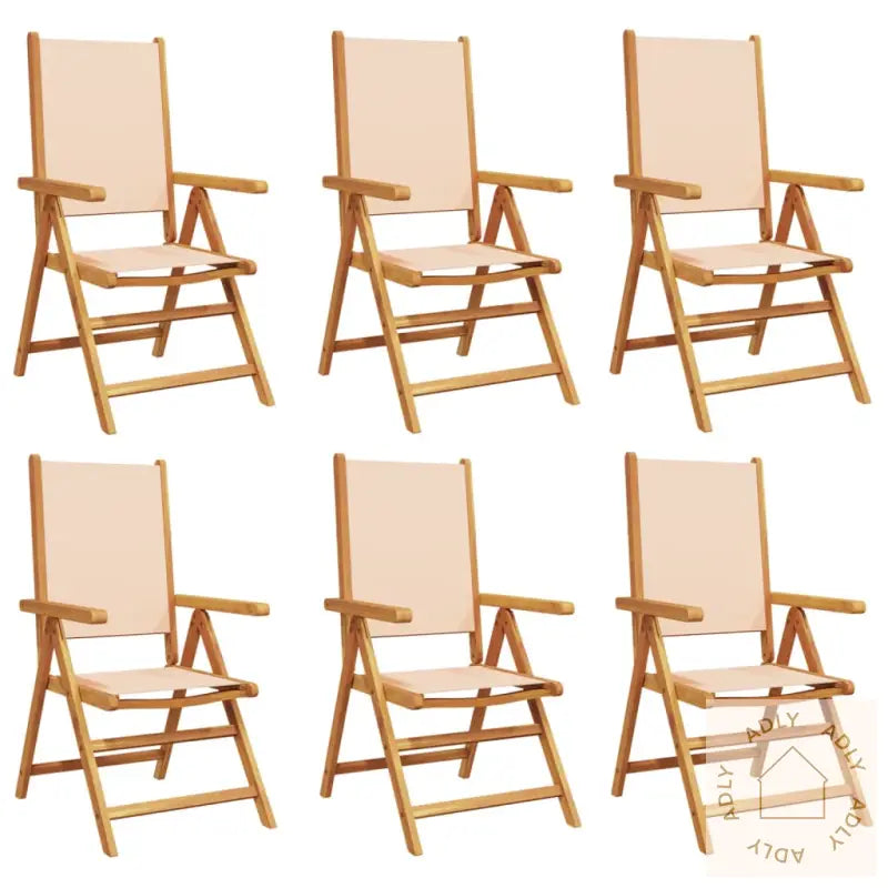 Lenestoler For Hage 6 Stk Beige Stoff Og Heltre