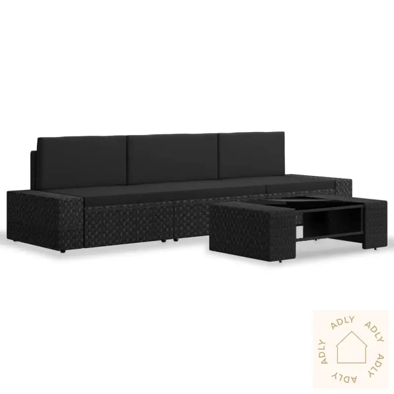 Hagesofagruppe 4 Deler Polyrotting Svart