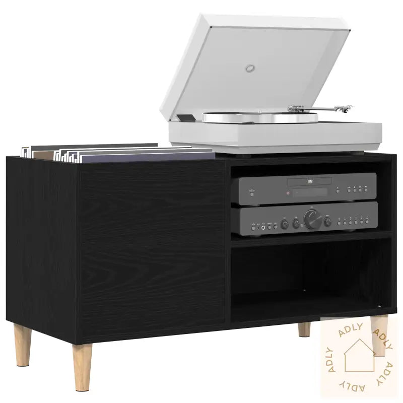 Record Cabinet Svart Eik 84,5X38X48 Cm Konstruert Tre