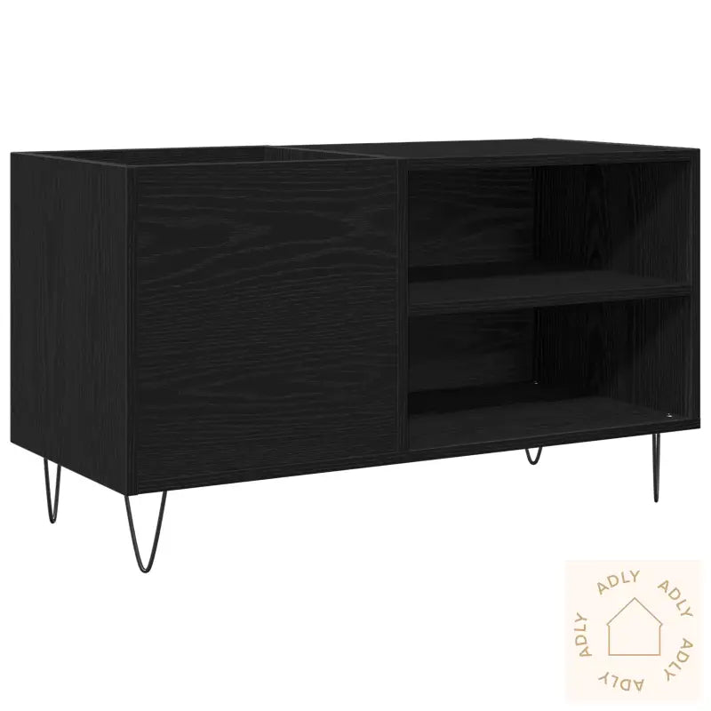 Record Cabinet Svart Eik 84,5X38X48 Cm Konstruert Tre