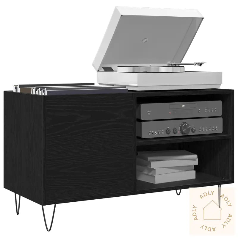 Record Cabinet Svart Eik 84,5X38X48 Cm Konstruert Tre