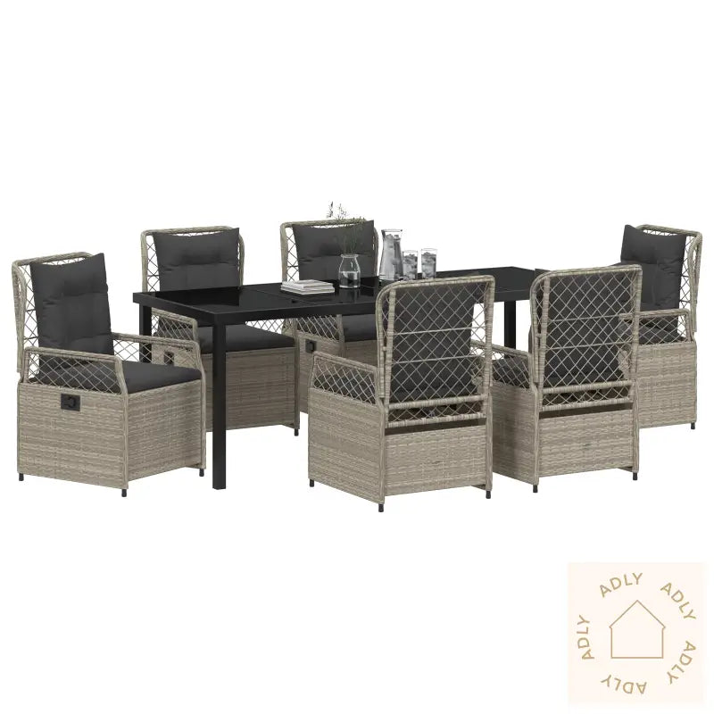 7-Delt Hage Spisegruppe Lys Grå Poly Rotbånd