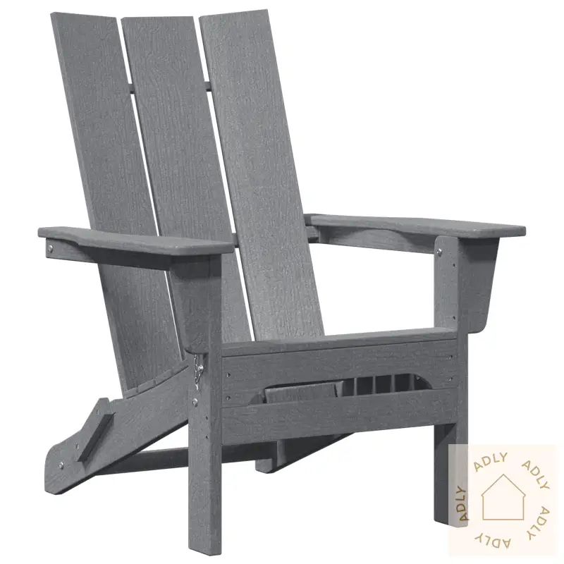 Sammenleggbare Adirondack-Stoler 2 Stk Lysegrå 74.5X80.5X90 Cm Hdpe