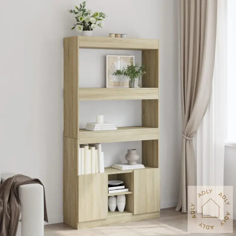 Highboard Sonoma Eik 92X33X180 Cm Konstruert Tre