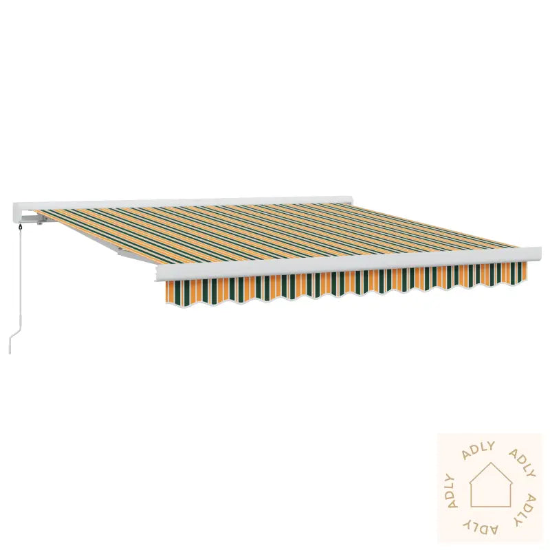 Manuell Innfellbar Markise Grønn Og Gul 300X250 Cm