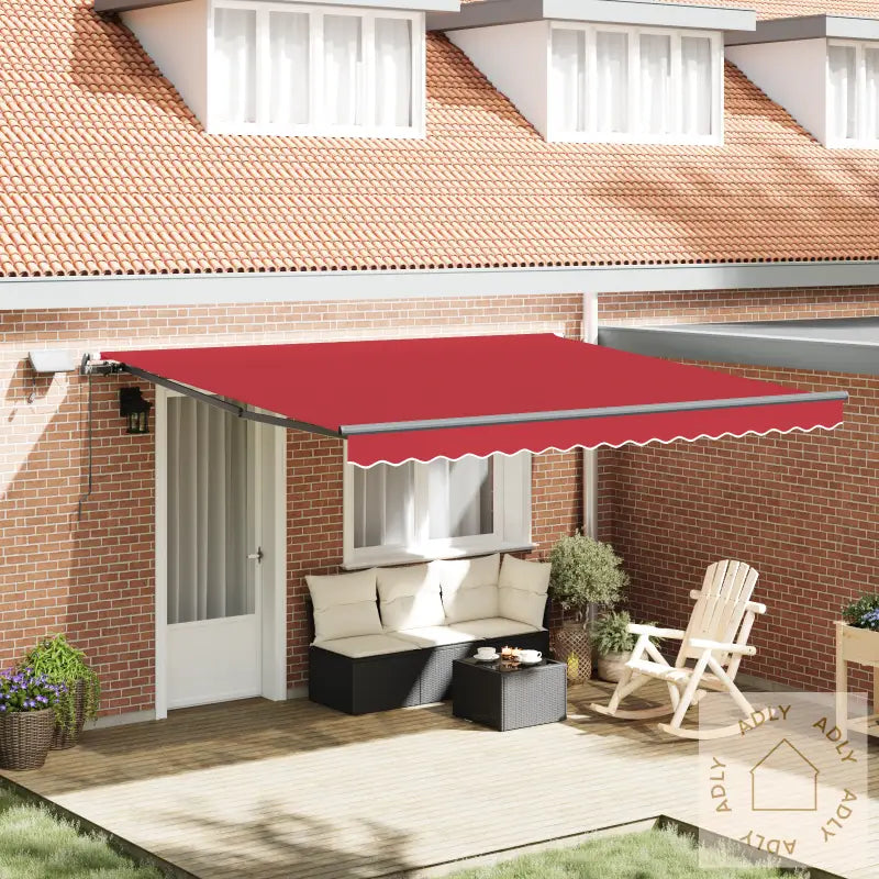 Manuell Predragbar Markise Med Led I Rød 400X300 Cm