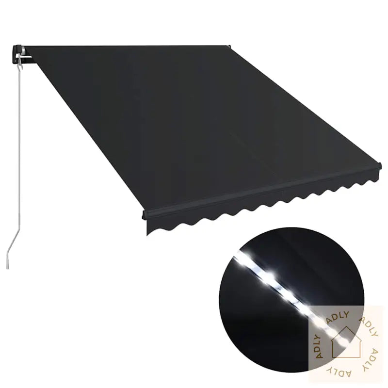 Manuell Uttrekkbar Markise Med Led 300X250 Cm Antrasitt