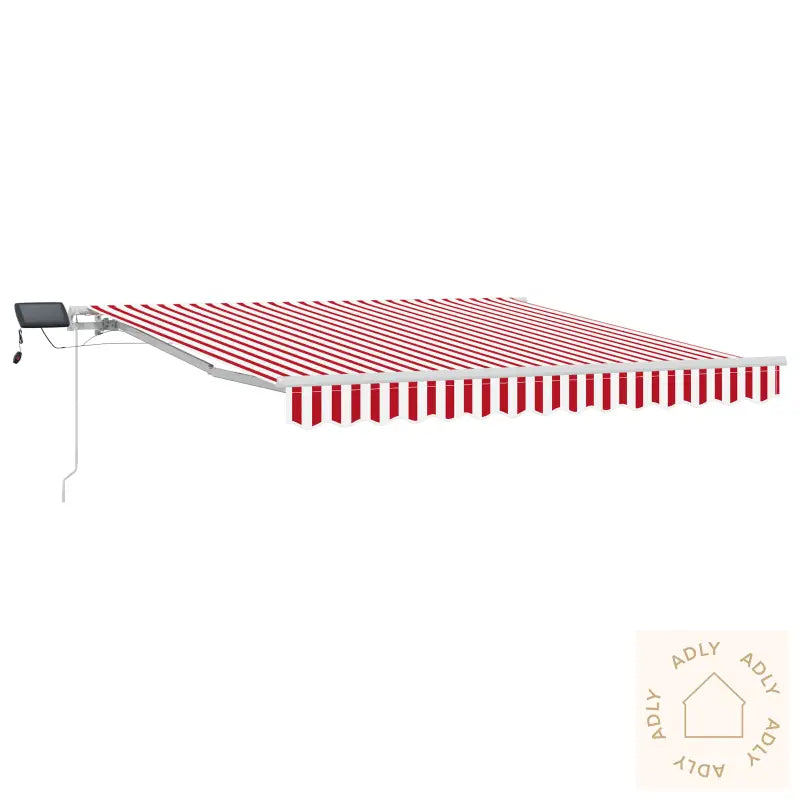 Manuell Uttrekkbar Markise Med Led Rød Og Hvit 300X250 Cm