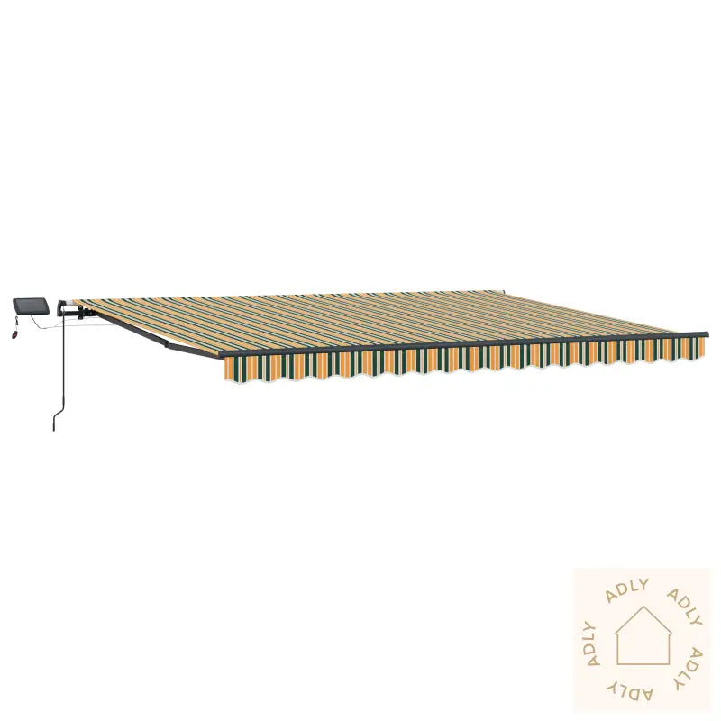 Manuell Uttrekkbar Markise Med Led Grønn Og Gul 400X350 Cm